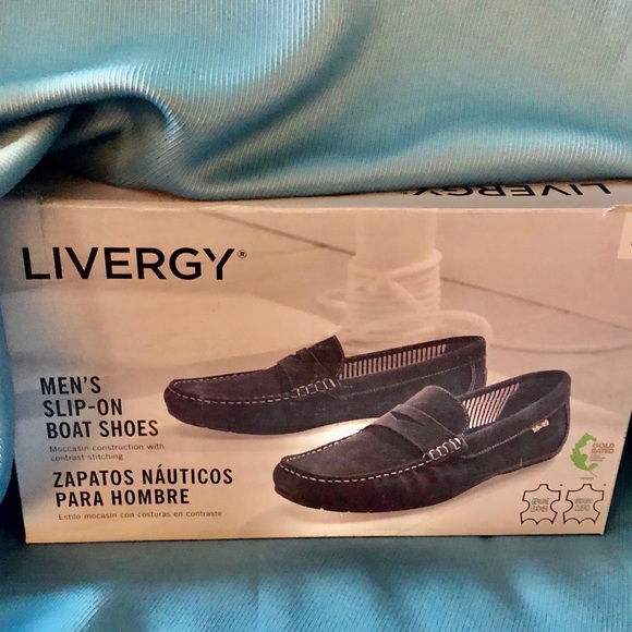 Livergy Mens Slip On Boat Shoes Constructed with Contrast Stitching Navy Size 12 - Picture 3 of 4
